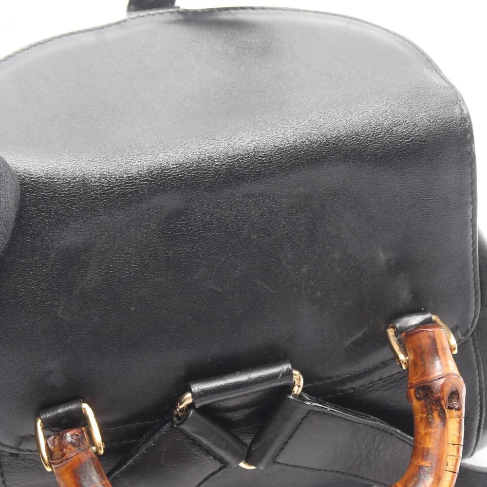 GUCCI Black Leather Bamboo Backpack - Picture 5 of 12